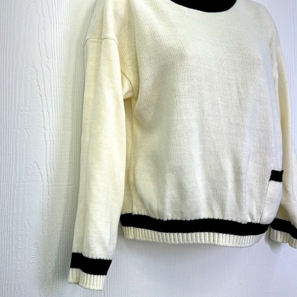 Jasper - Vintage High Neck Ivory And Black Pocket Sweater Size Large - Picture 7 of 14